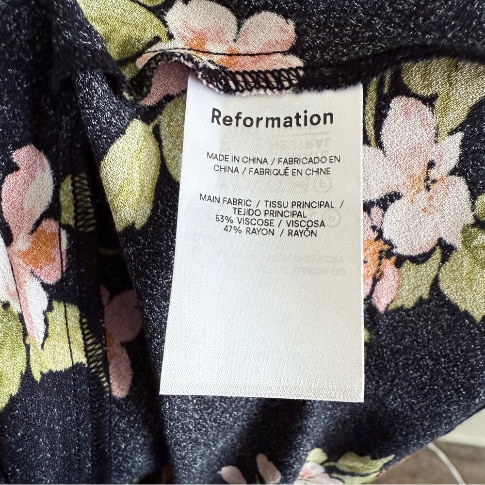 Reformation Lassie Daphne Midi Floral Open Back Maxi Dress Black Size 2 - Picture 10 of 10
